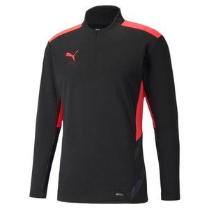 Puma Mens Large 1/4 Zip Pullover Training Shirt Black Pink